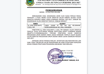 Pengumuman Calon Direktur Terpilih PERUMDA Aneka Usaha Kuningan Periode 2022-2027