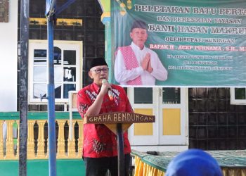 Pembangunan Aula MDTA Sya’airil Islam Ditandai Dengan Peletakan Batu Pertama Oleh Bupati