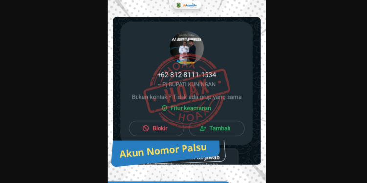 Waspada! Kembali Beredar Hoaks Nomor WhatsApp Mengatasnamakan Pj Bupati Kuningan