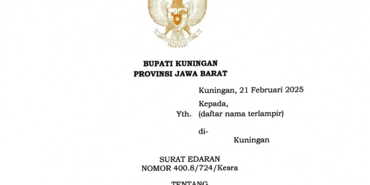 Semarakan Bulan Suci  Ramadhan 1446 H, Pemkab Kuningan Terbitkan Surat Edaran