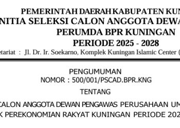 Pemkab Kuningan Buka Seleksi Calon Dewas  Perumda BPR Bagi PNS