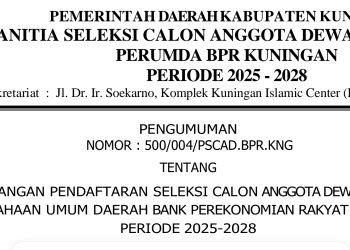 Pendaftaran Seleksi Dewas Perumda BPR Kuningan Diperpanjang Tiga Hari
